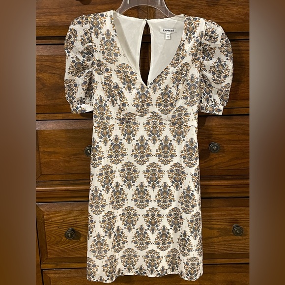 Express Dresses & Skirts - Express Puff Sleeve Foiled Mini dress size XS